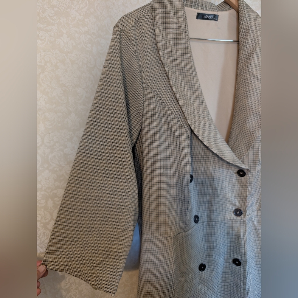 eShakti Full Length Plaid Coat Sz.2X-22W - Picture 11 of 17